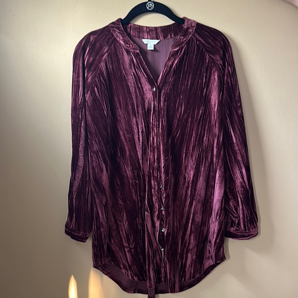 Cato Women’s Long Sleeve Burgundy Blouse Size Medium